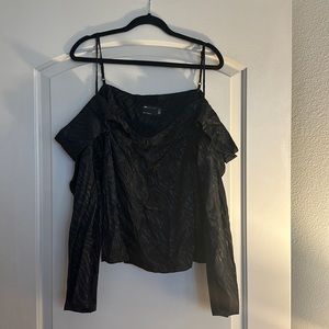 Black zebra off the shoulder long sleeve shirt from ASOS curve